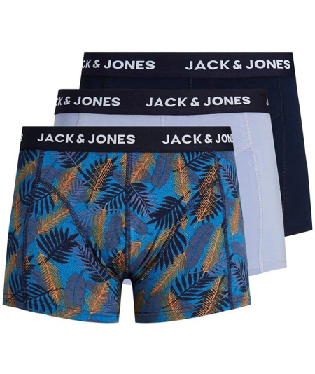Jack & Jones Jacleaf Leaf Blue trunks 3-pack heren boxershorts